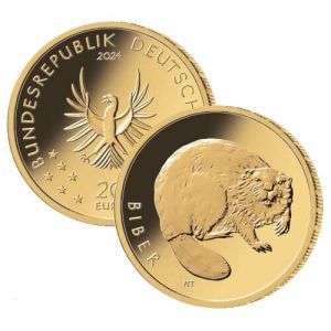 the 2024 issue is the 3rd issue of Germany's 20 Euro gold coins under the Return of Wildlife series